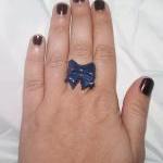 Blue Bow Polymer Clay Adjustable Ring